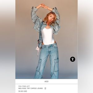 Zara MID-RISE TRF CARGO JEANS size 0 purchased in Italy